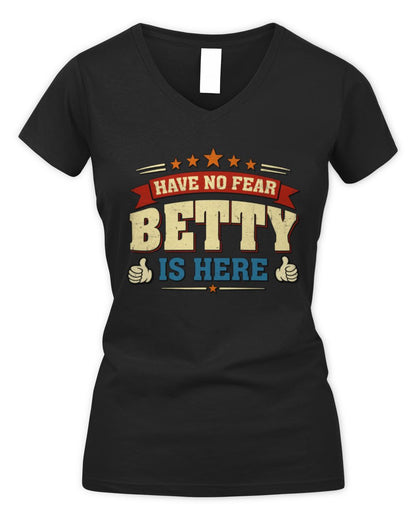 Have No Fear Your Name Is Here Cool Graphic T-Shirt BETTY M1-71 / Women's V-Neck T-Shirt / black