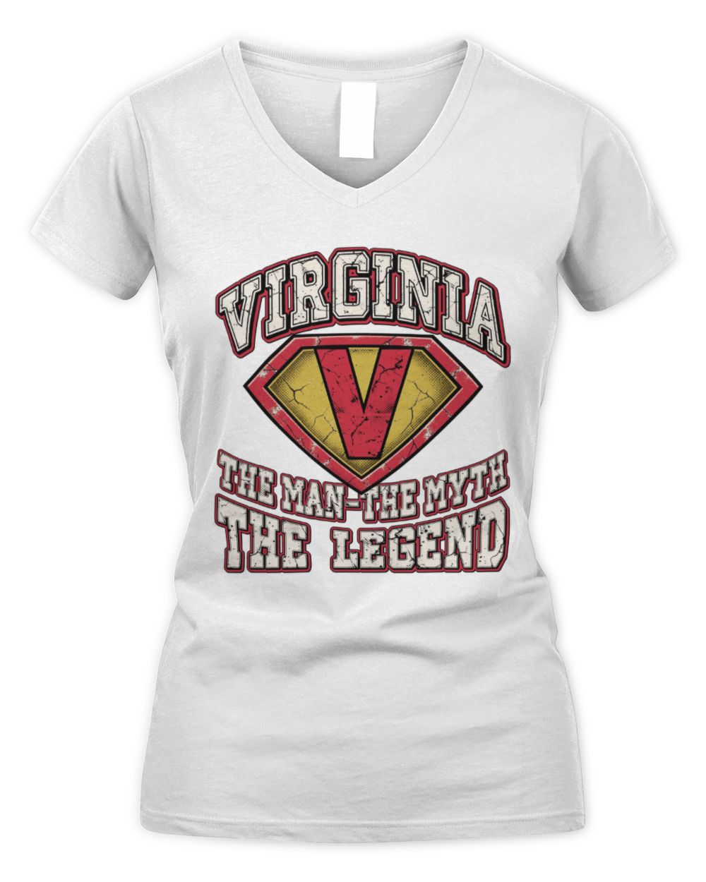 The Man The Myth The Legend Superman Graphic T-Shirt VIRGINIA M1-74 / Women's V-Neck T-Shirt / white