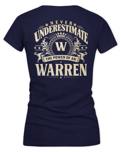 Never Underestimate Your Name Luxury Logo Shirt WARREN M1-63 / Women's V-Neck T-Shirt / navy