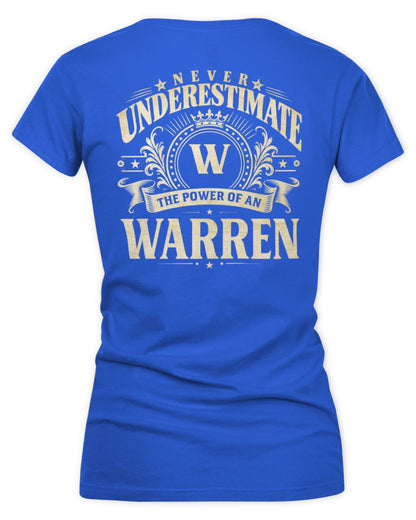 Never Underestimate Your Name Luxury Logo Shirt WARREN M1-63 / Women's V-Neck T-Shirt / royal