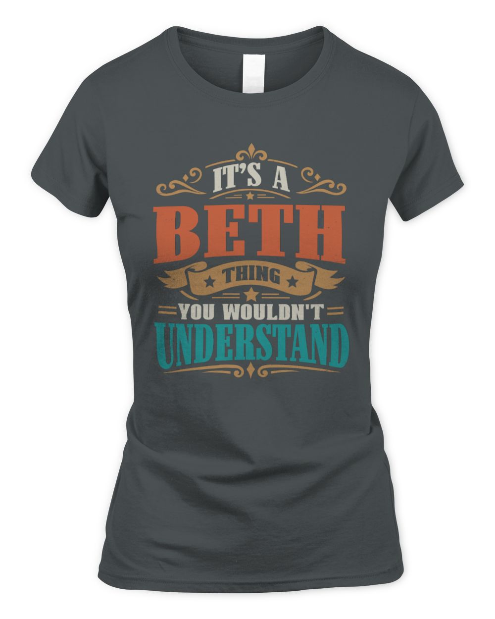 It’s a Name Thing Personalized Retro T-Shirt BETH M1-47 / Women's Standard T-Shirt / charcoal