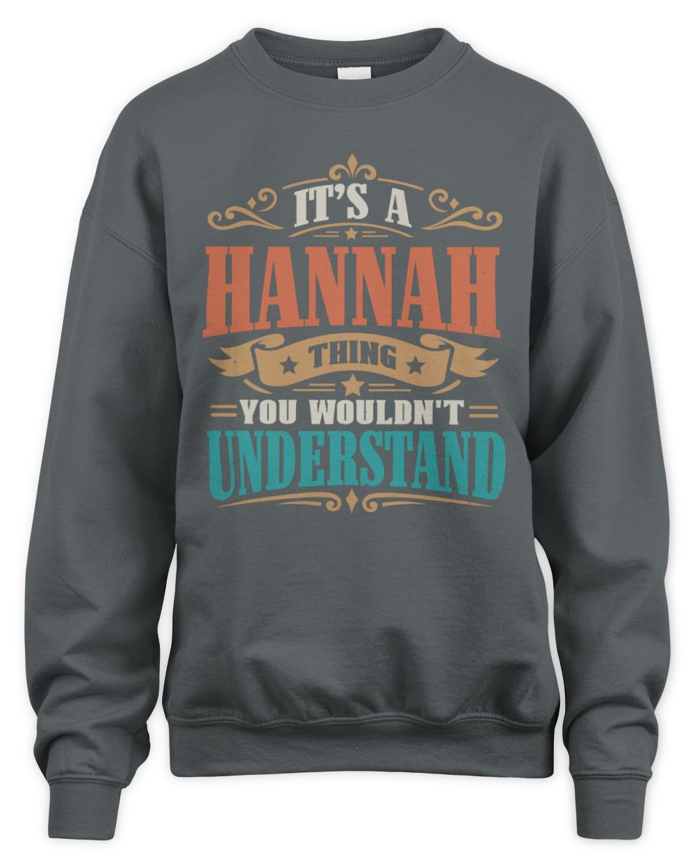 It’s a Name Thing Personalized Retro T-Shirt HANNAH M1-47 / Unisex Sweatshirt / charcoal