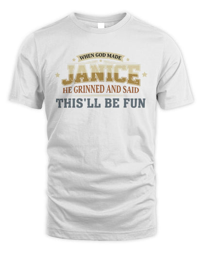 When God Made Your Name Funny Heritage T-Shirt JANICE M1-80 / Unisex Standard T-Shirt / white