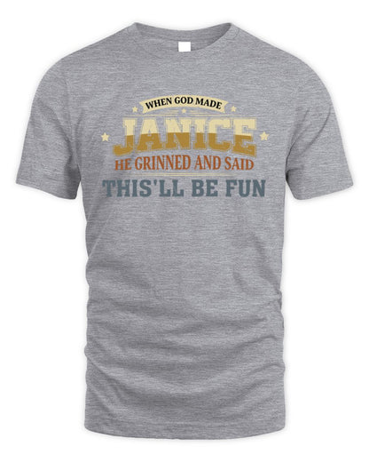 When God Made Your Name Funny Heritage T-Shirt JANICE M1-80 / Unisex Standard T-Shirt / sport grey