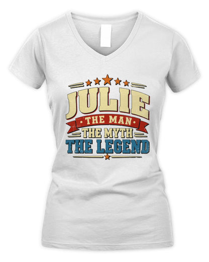 The Man The Myth The Legend Ribbon Vintage T-Shirt JULIE M1-56 / Women's V-Neck T-Shirt / white