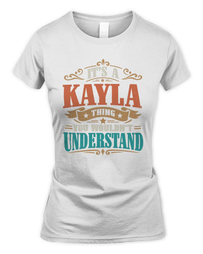 It’s a Name Thing Personalized Retro T-Shirt KAYLA M1-47 / Women's Standard T-Shirt / white