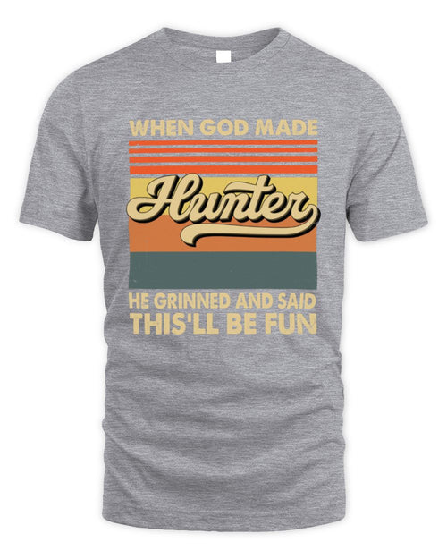 When God Made Your Name He Grinned Vintage T-Shirt HUNTER M1-55 / Unisex Standard T-Shirt / sport grey