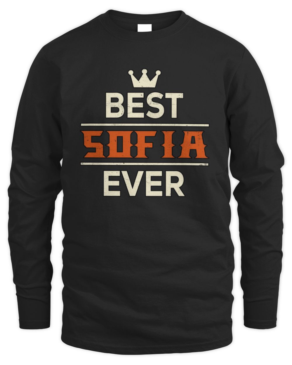 Best Your Name With Crown Shirt SOFIA M1-59 / Men's Long Sleeved T-Shirt / black
