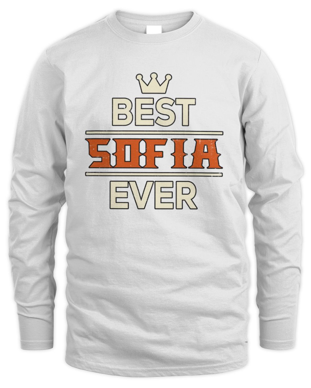 Best Your Name With Crown Shirt SOFIA M1-59 / Men's Long Sleeved T-Shirt / white
