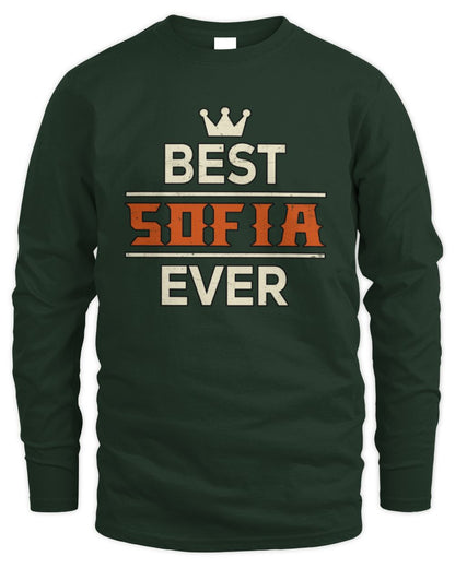 Best Your Name With Crown Shirt SOFIA M1-59 / Men's Long Sleeved T-Shirt / forest green