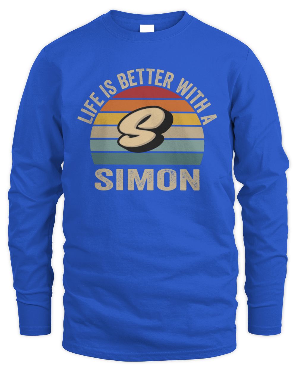 Life Is Better with Name Vintage Sun Shirt SIMON M1-50 / Men's Long Sleeved T-Shirt / royal