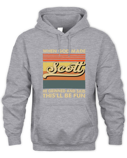 When God Made Your Name He Grinned Vintage T-Shirt SCOTT M1-55 / Unisex Hoodie / sport grey