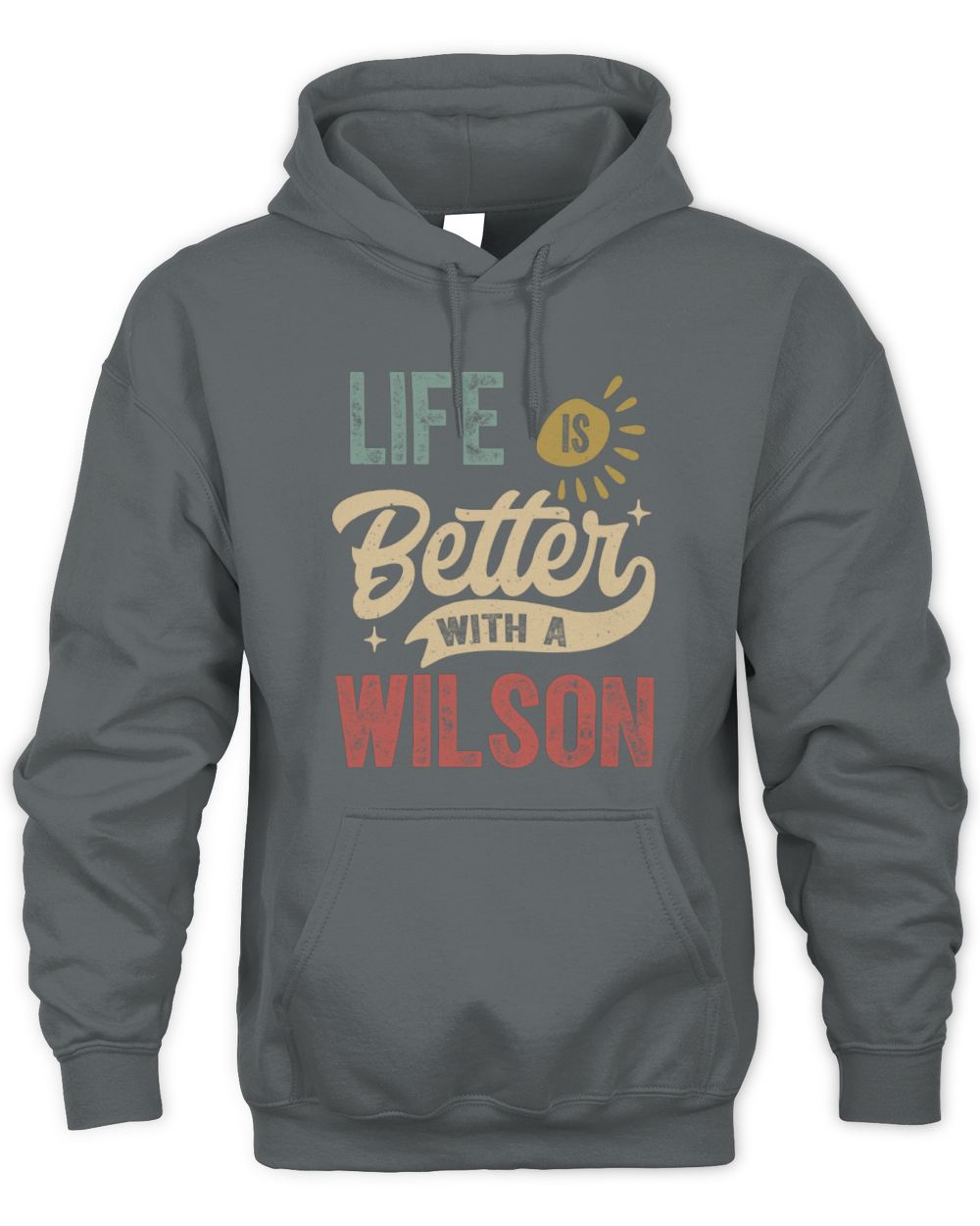 Life Is Better With a Name Personalized Retro T-Shirt WILSON-48 / Unisex Hoodie / charcoal