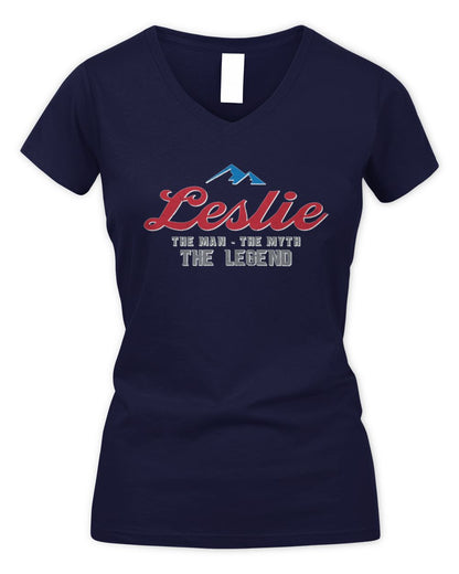 The Man The Myth The Legend Coors Light Beer T-Shirt LESLIE M1-S84 / Women's V-Neck T-Shirt / navy