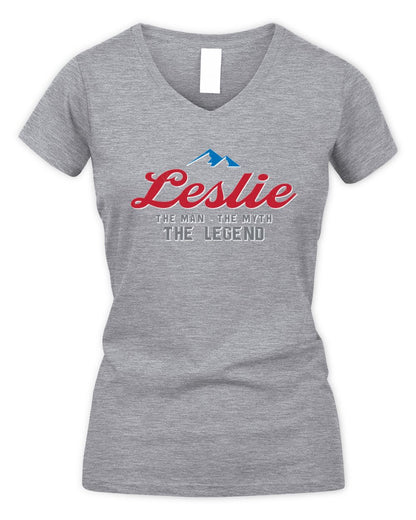 The Man The Myth The Legend Coors Light Beer T-Shirt LESLIE M1-S84 / Women's V-Neck T-Shirt / sport grey
