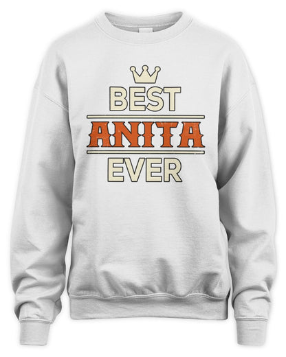 Best Your Name With Crown Shirt ANITA M1-59 / Unisex Sweatshirt / white