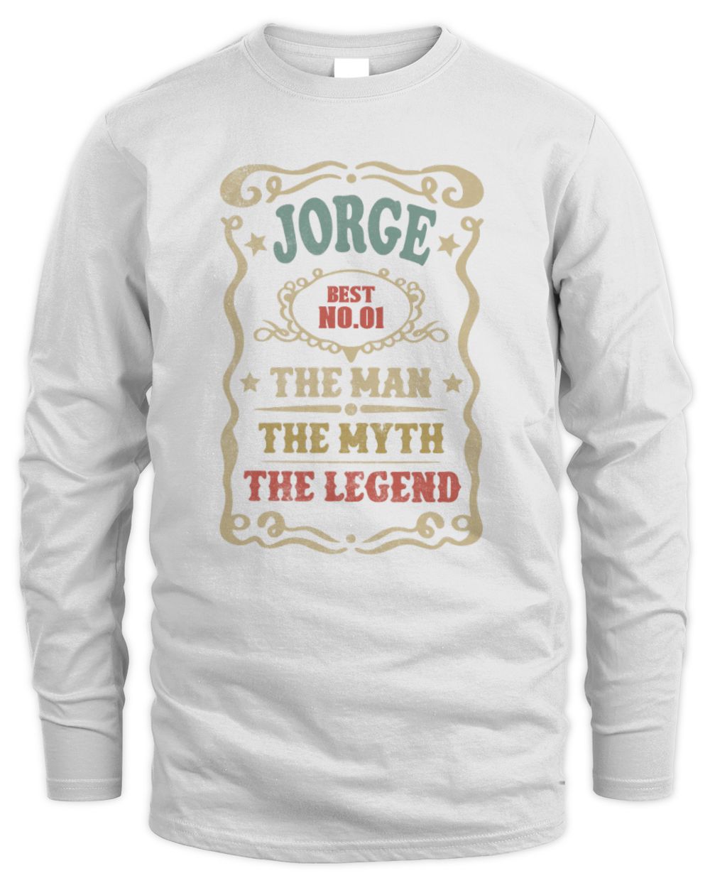 The Man The Myth The Legend Vintage Gold Wine Shirt JORGE M1-52 / Men's Long Sleeved T-Shirt / white