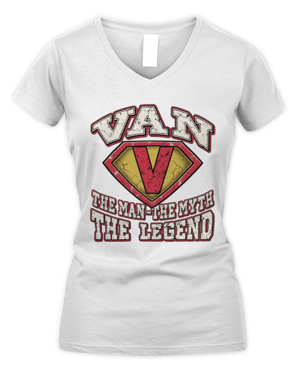 The Man The Myth The Legend Superman Graphic T-Shirt VAN M1-74 / Women's V-Neck T-Shirt / white