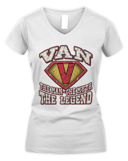 The Man The Myth The Legend Superman Graphic T-Shirt VAN M1-74 / Women's V-Neck T-Shirt / white