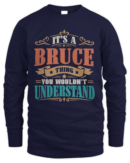 It’s a Name Thing Personalized Retro T-Shirt BRUCE M1-47 / Men's Long Sleeved T-Shirt / navy