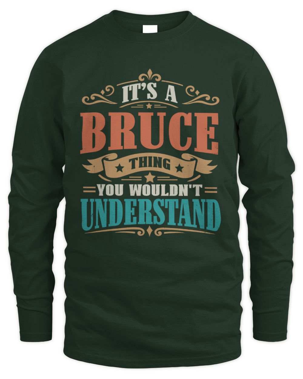 It’s a Name Thing Personalized Retro T-Shirt BRUCE M1-47 / Men's Long Sleeved T-Shirt / forest green
