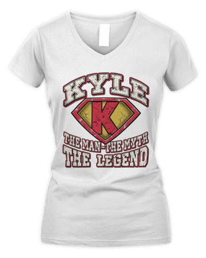 The Man The Myth The Legend Superman Graphic T-Shirt KYLE M1-74 / Women's V-Neck T-Shirt / white