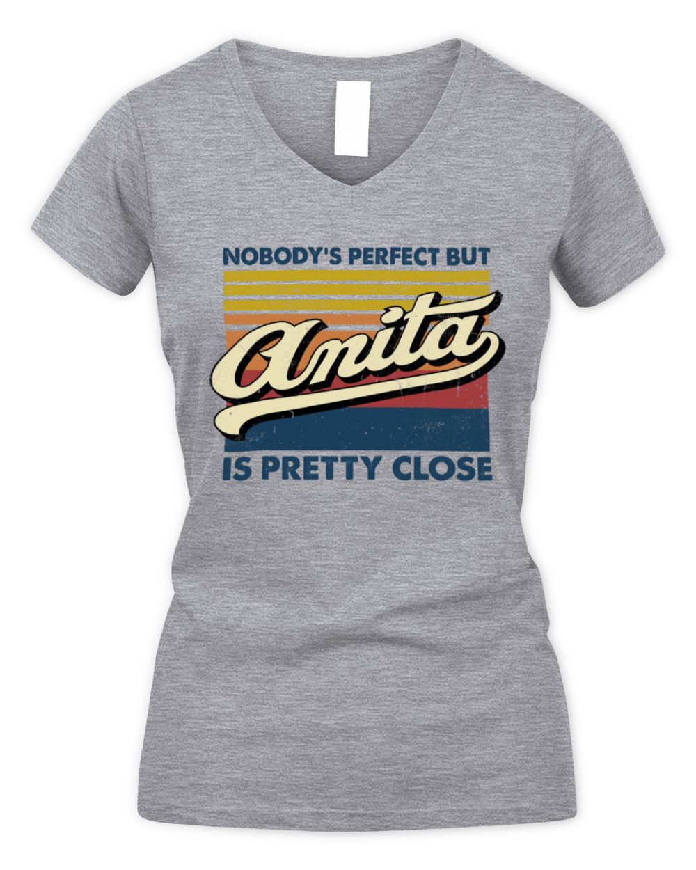 Nobody's Perfect But Your Name Is Pretty Close Retro Shirt ANITA M1-65 / Women's V-Neck T-Shirt / sport grey
