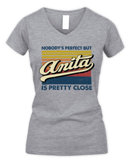 Nobody's Perfect But Your Name Is Pretty Close Retro Shirt ANITA M1-65 / Women's V-Neck T-Shirt / sport grey