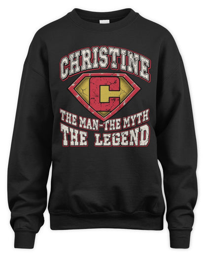 The Man The Myth The Legend Superman Graphic T-Shirt CHRISTINE M1-74 / Unisex Sweatshirt / black