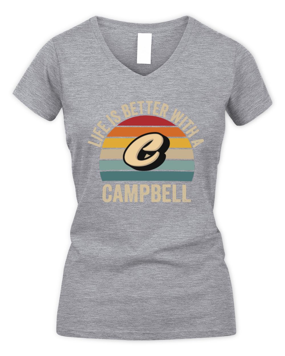 Life Is Better with Name Vintage Sun Shirt CAMPBELL M1-50 / Women's V-Neck T-Shirt / sport grey