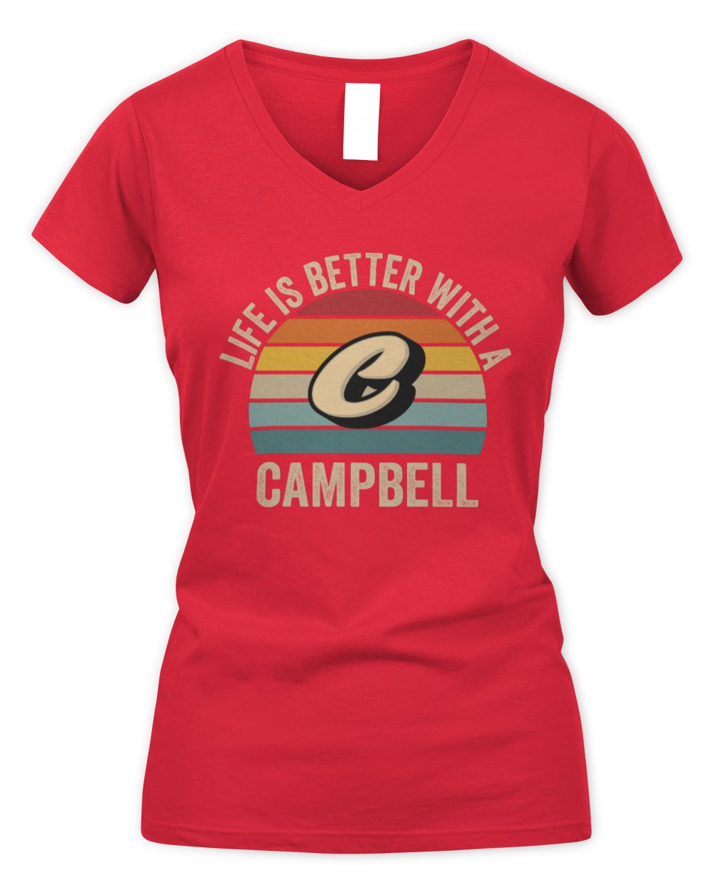 Life Is Better with Name Vintage Sun Shirt CAMPBELL M1-50 / Women's V-Neck T-Shirt / red