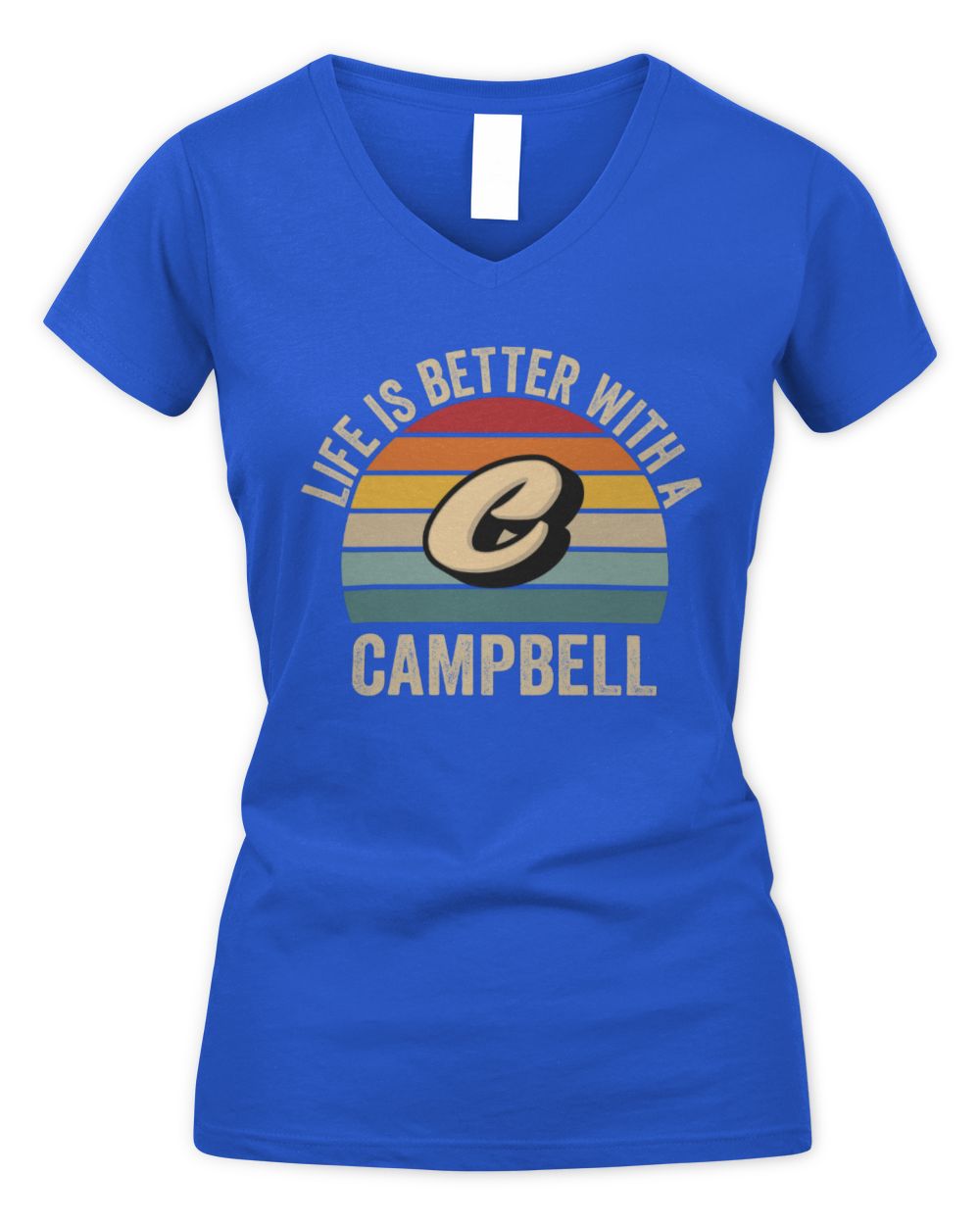 Life Is Better with Name Vintage Sun Shirt CAMPBELL M1-50 / Women's V-Neck T-Shirt / royal