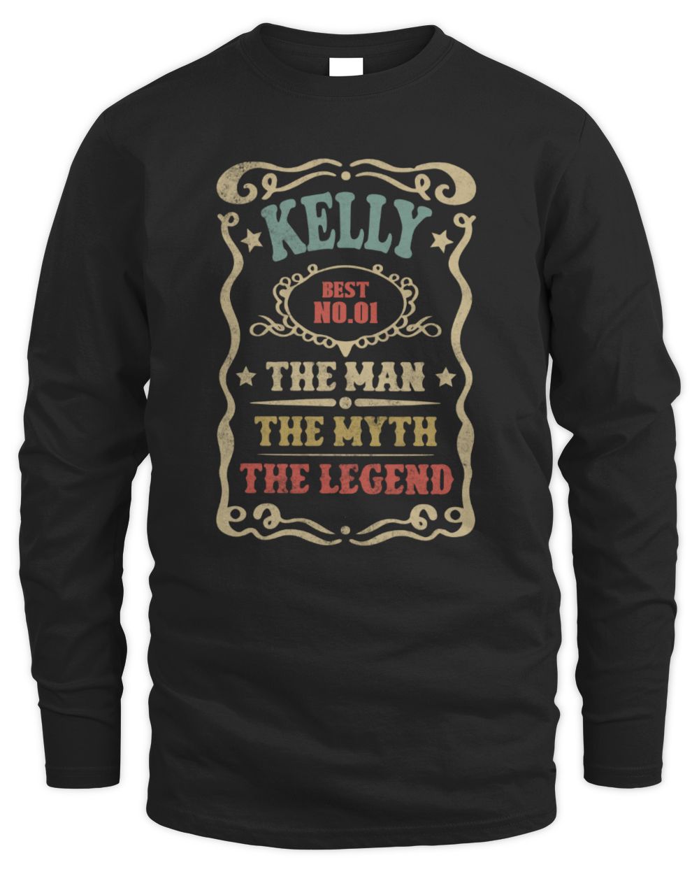 The Man The Myth The Legend Vintage Gold Wine Shirt KELLY M1-52 / Men's Long Sleeved T-Shirt / black