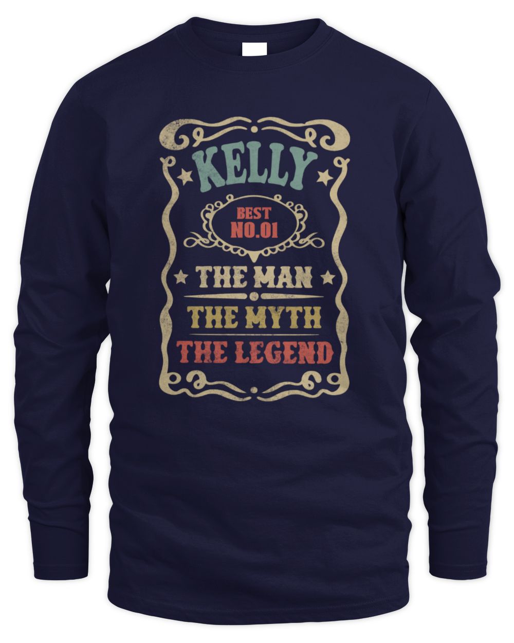 The Man The Myth The Legend Vintage Gold Wine Shirt KELLY M1-52 / Men's Long Sleeved T-Shirt / navy