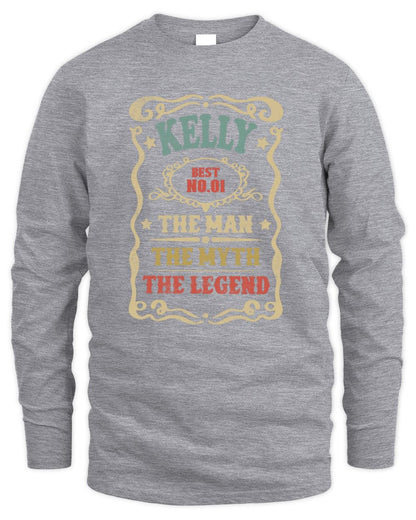 The Man The Myth The Legend Vintage Gold Wine Shirt KELLY M1-52 / Men's Long Sleeved T-Shirt / sport grey