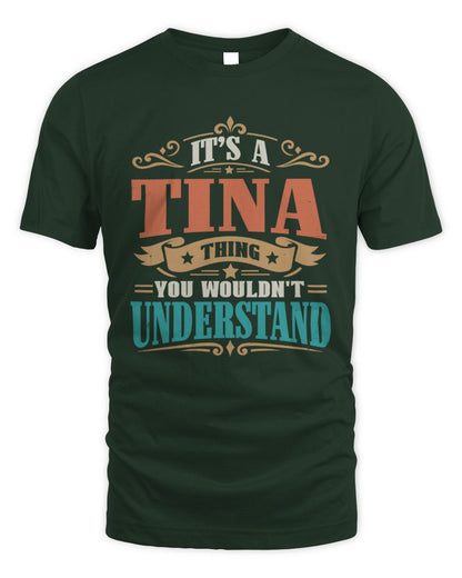 It’s a Name Thing Personalized Retro T-Shirt TINA M1-47 / Unisex Standard T-Shirt / forest green