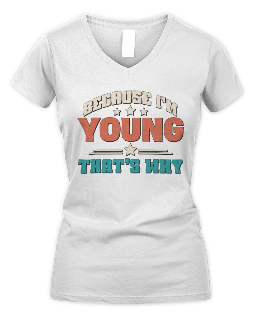 Because I'm Name That's Why Personalized Retro Shirt YOUNG-49 / Women's V-Neck T-Shirt / white