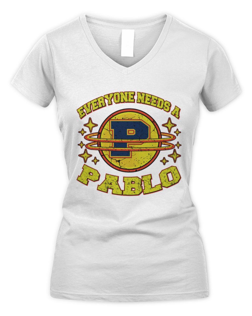 Everyone Needs a Your Name Shirt PABLO M1-76 / Women's V-Neck T-Shirt / white