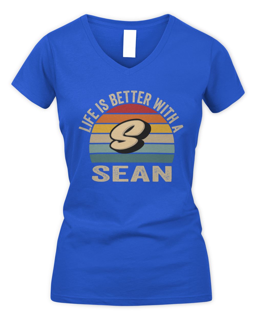 Life Is Better with Name Vintage Sun Shirt SEAN M1-50 / Women's V-Neck T-Shirt / royal