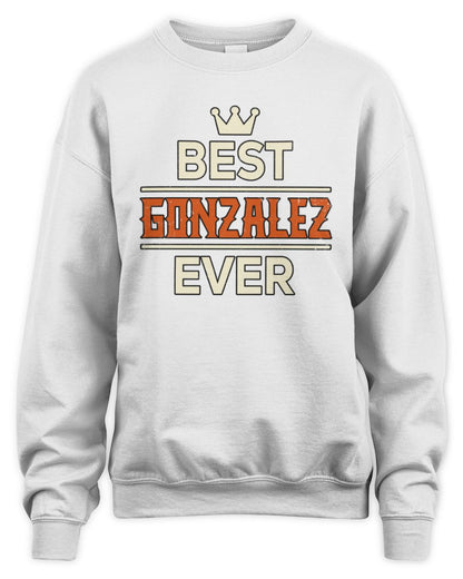 Best Your Name With Crown Shirt GONZALEZ M1-59 / Unisex Sweatshirt / white