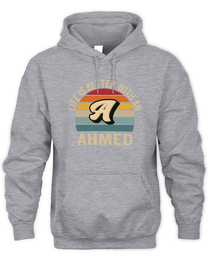 Life Is Better with Name Vintage Sun Shirt AHMED M1-50 / Unisex Hoodie / sport grey