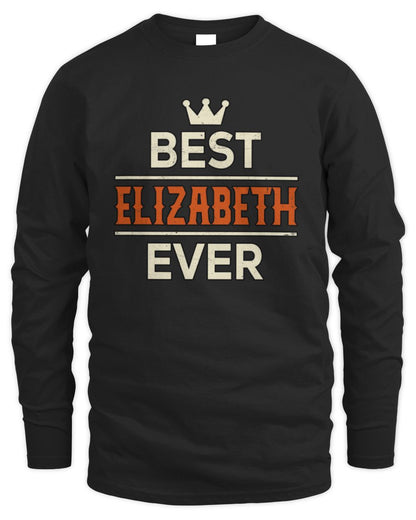 Best Your Name With Crown Shirt ELIZABETH M1-59 / Men's Long Sleeved T-Shirt / black