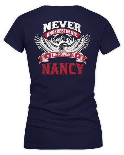 Never Underestimate Your Name Eagle Mountain Shirt NANCY M1-61 / Women's V-Neck T-Shirt / navy