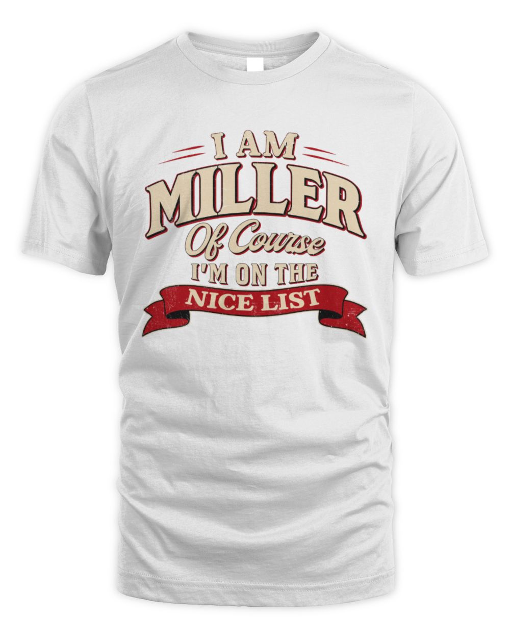 I'm Name Of Course I'm On The Nice List Funny Christmas Shirt MILLER M1-68 / Unisex Standard T-Shirt / white