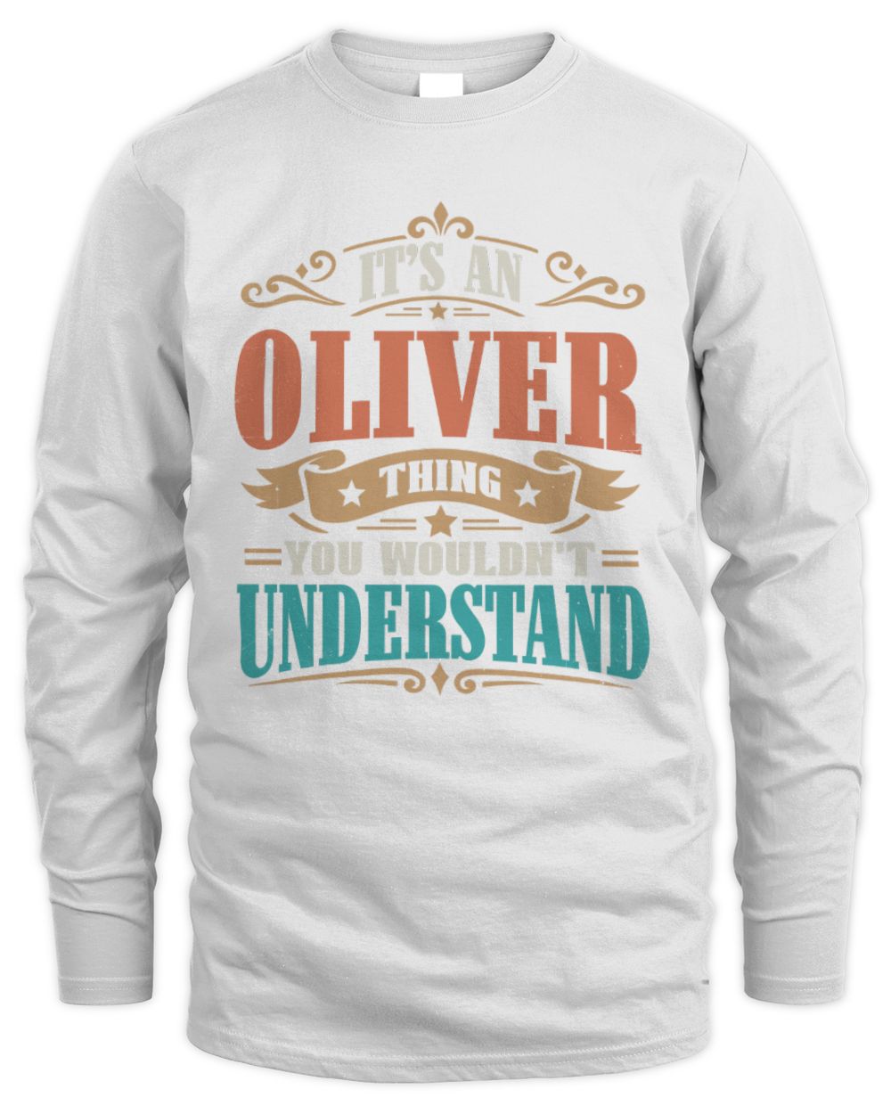 It’s a Name Thing Personalized Retro T-Shirt OLIVER M1-47 / Men's Long Sleeved T-Shirt / white