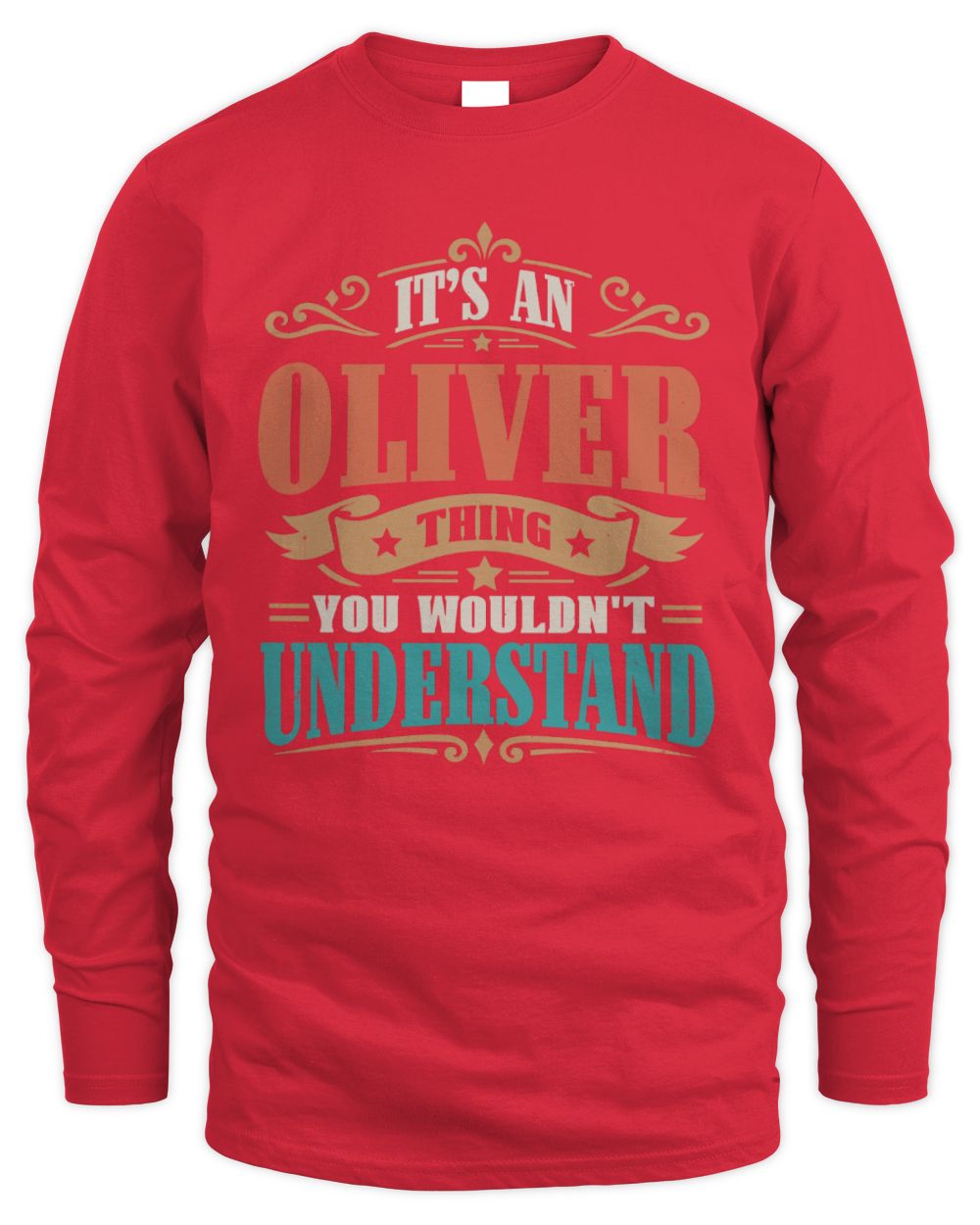 It’s a Name Thing Personalized Retro T-Shirt OLIVER M1-47 / Men's Long Sleeved T-Shirt / red