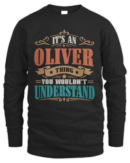 It’s a Name Thing Personalized Retro T-Shirt OLIVER M1-47 / Men's Long Sleeved T-Shirt / black
