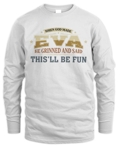 When God Made Your Name Funny Heritage T-Shirt EVA M1-80 / Men's Long Sleeved T-Shirt / white