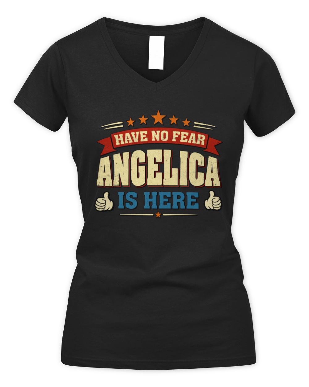 Have No Fear Your Name Is Here Cool Graphic T-Shirt ANGELICA M1-71 / Women's V-Neck T-Shirt / black