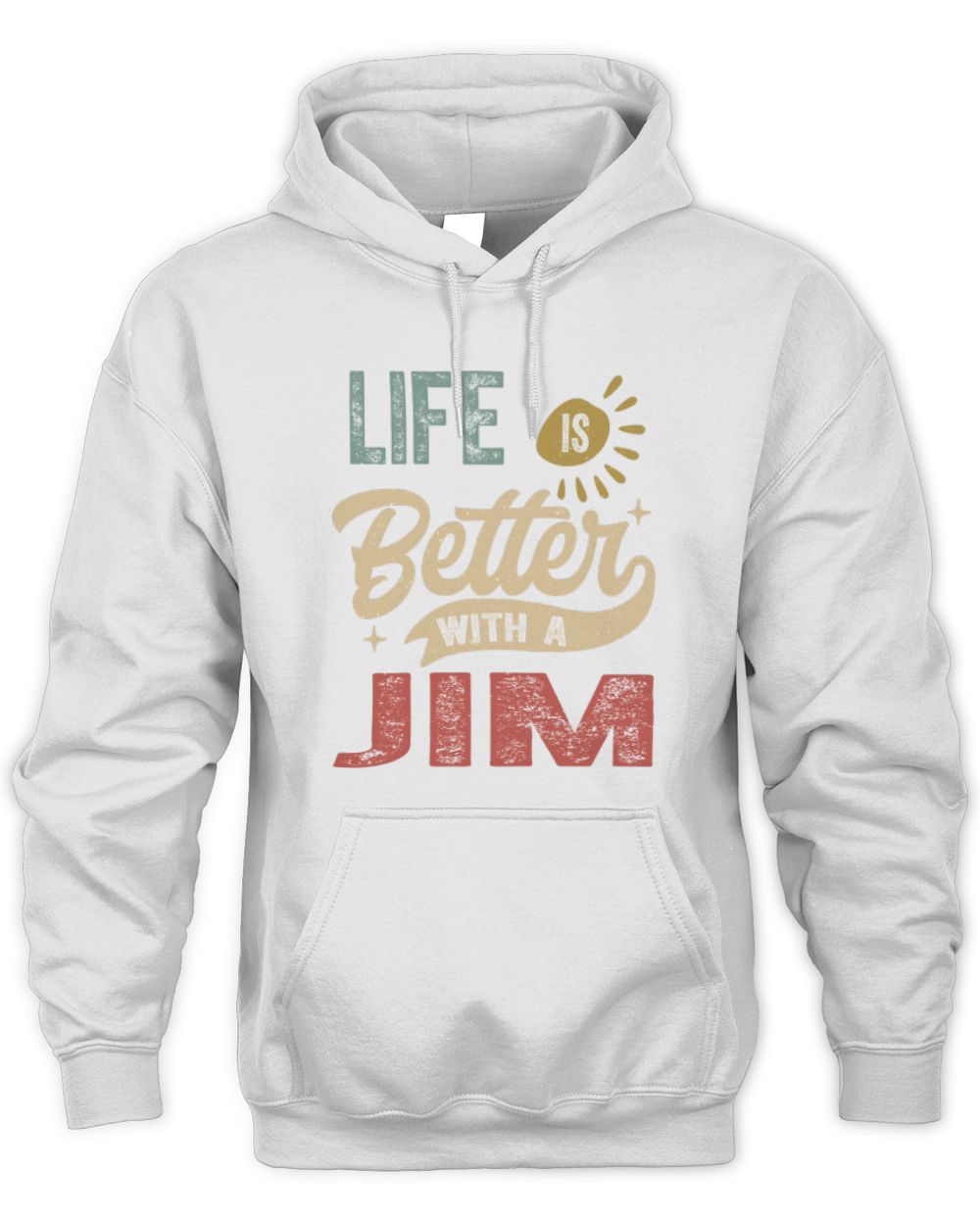 Life Is Better With a Name Personalized Retro T-Shirt JIM-48 / Unisex Hoodie / white